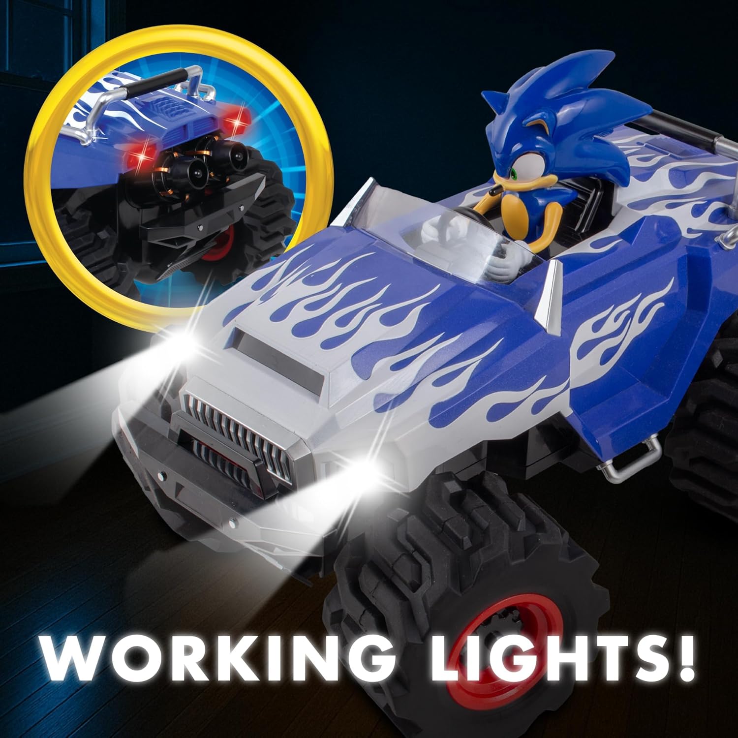 NKOK RC Sonic Racing CrossWorlds Monster Truck, Sonic, Ready-to-Run 2.4GHz Remote Control Toy, Turbo Boost, Wheelie & Donut Action, All-Terrain, Off-Road, Ages 6 , Fun Gift for Kids, Toy Award Winner